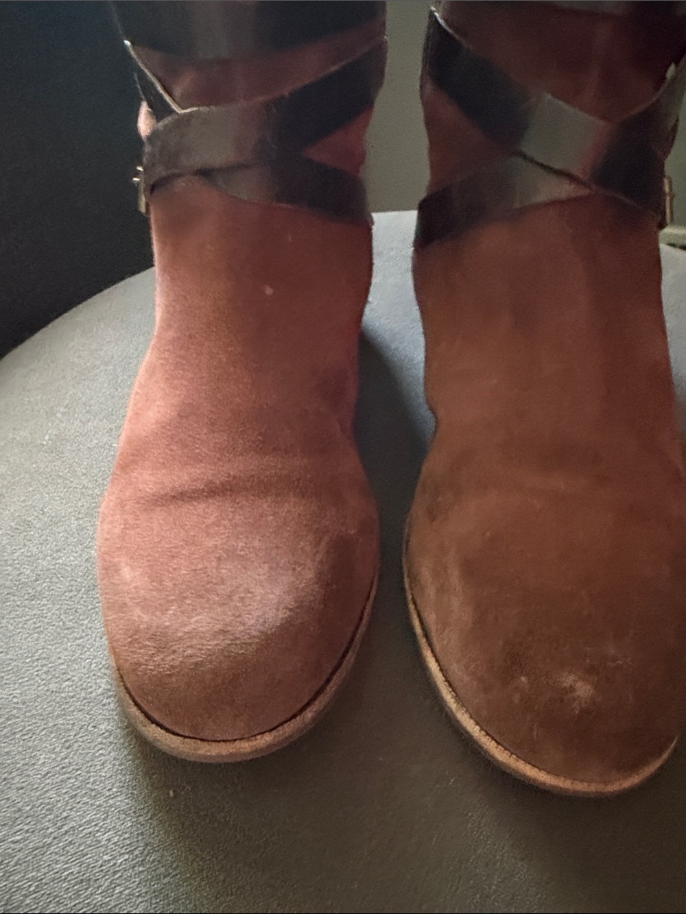 UGG Deanna Suede Moto Boots Chestnut Brown Womens 7.5 Fall Leather - Picture 4 of 14